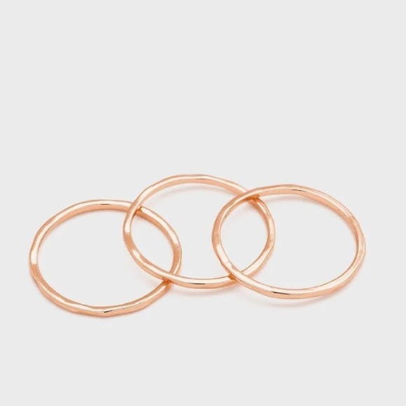 Gorjana Jewelry - Gorjana 18k Rose Gold Plated Brass Hammered G Ring Set of 3 Minimalist Girlcore